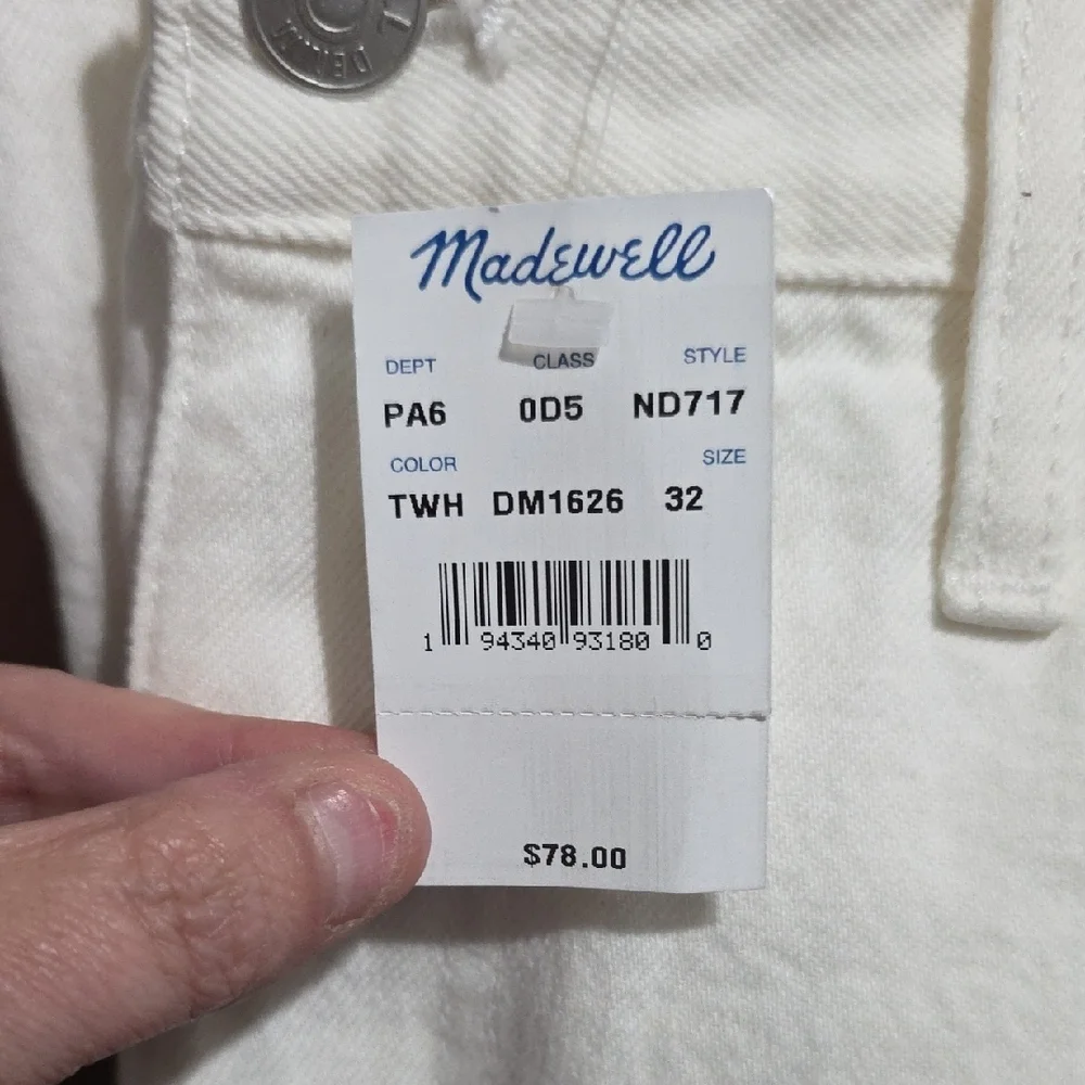 NWT Madewell White Raw-Hem Denim Cutoff Shorts - Women Size 32 - Picture 6 of 6
